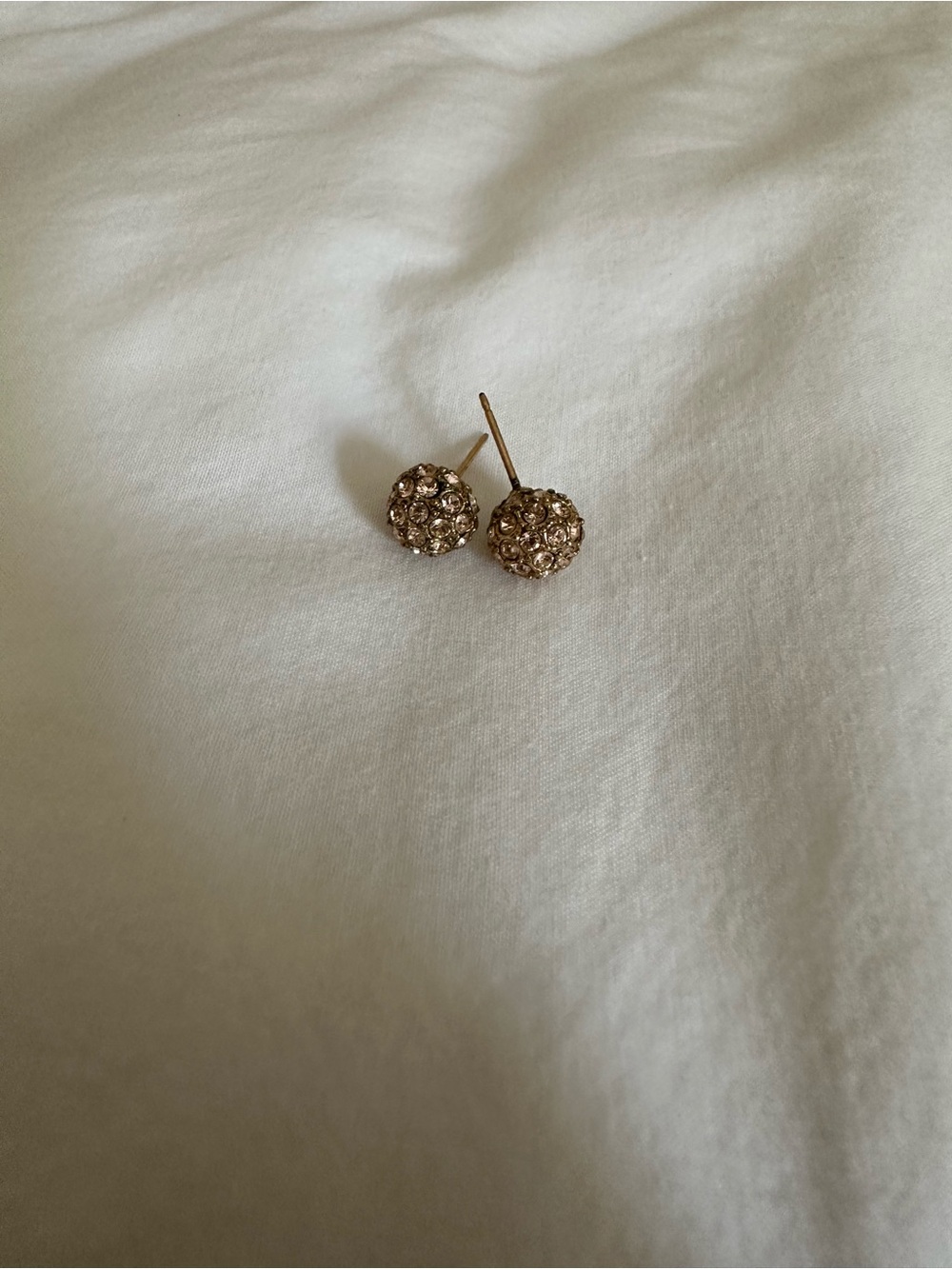 Gold & Pink Crystal Ball Stud Earrings - Women Jewelry